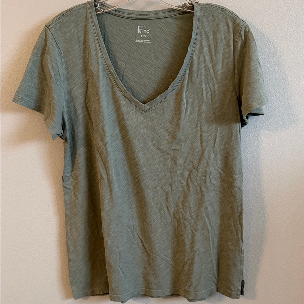 Felina Women's Short Sleeve V-Neck Tee in Sage